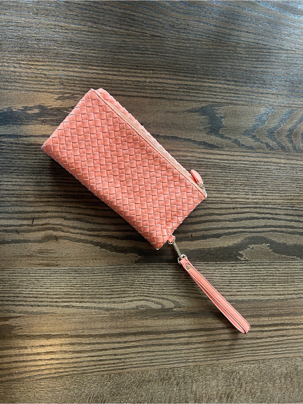 Woven Coral Wristlet Wallet - Versatile Women's Clutch